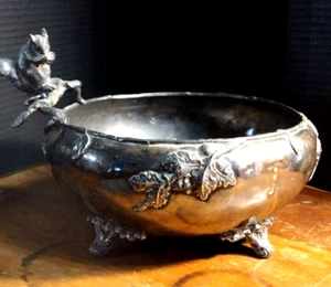 VICTORIAN SILVERPLATE FIGURAL SQUIRREL NUT BOWL EUREKA SILVER CO. - Picture 1 of 6