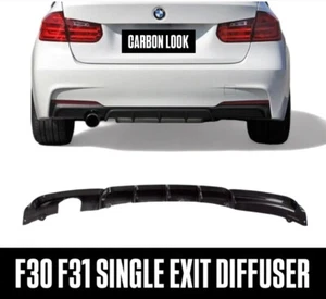 DIFUSOR TRASERO BMW F30 F31 SERIE 3 MP M SPORT DOBLE ESCAPE NEGRO CARBONO 12-18 - Imagen 1 de 8