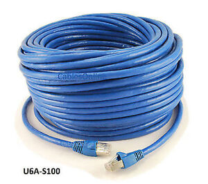 100ft Shielded CAT6A Network STP 500MHz Bare Copper Ethernet RJ45 Patch Cable