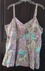 Womens Tank Top Venezia 18 Multicolor Floral Design 100% Cotton Good Condition  - Picture 1 of 6