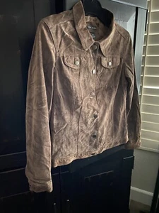 GORGEOUS CLASSIC CHOCOLATE BROWN SUEDE LEATHER JACKET | BUTTON FRONT | SMALL - Picture 1 of 3