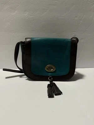 Bolso Bandolera Tignanello Vintage Status Saddle Solapa Cuero Verde azulado y Marrón Foto 1 de 4