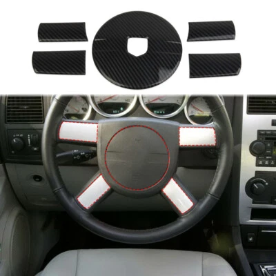 Cubierta de embellecedor de volante estilo fibra de carbono para Dodge Chager Challenger Magnum Foto 1 de 4