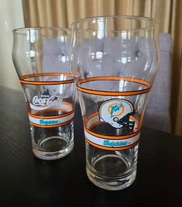 Juego de pares de vasos de cerveza de bebida Coca Cola 16 oz de Miami Dolphins de colección de los años 80 - Imagen 1 de 4