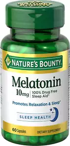 Capsules d'aide au sommeil mélatonine Nature's Bounty, 10 mg, 60 unités - Photo 1 sur 6