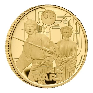 G. BRITAIN 2023 STAR WARS LUKE SKYWALKER & PRINCESS LEIA £25 GOLD COIN, NGC PF70 - Picture 1 of 5