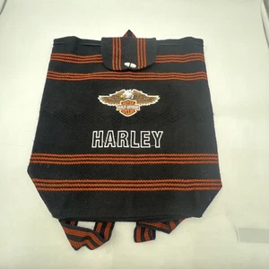 HARLEY DAVIDSON EMBROIDERED LOGO TEXTILE BOHO BACKPACK 16" X 16" - EUC! - Picture 1 of 12