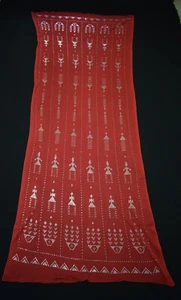 Red Egyptian Assuit Silver metal / net tulle fabric Wrap Shawl Scarf - Picture 1 of 7
