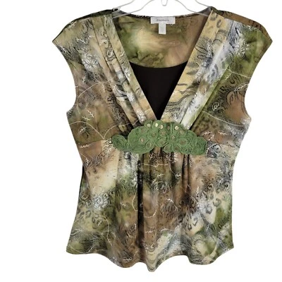 Y2K 90s Sleeveless babydoll top blouse fairy grunge goblin whimsigoth glitter PL - Image 1 of 4