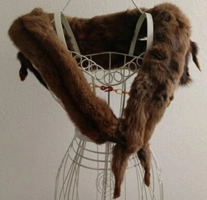 Mink Scarf Stole 4 Full Body Pelts Brown Mid Century 1950s Head & Tail Retro - Picture 1 of 8