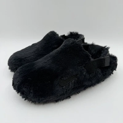Nike Calm SE Womens Size 7 Mules Black Fleece Slippers FZ3119-001 - Image 1 of 4