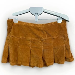 Superdry Vintage Cord Pleated Brown Mini Skirt Sz 10 Corduroy Preppy Japanese - Picture 1 of 8