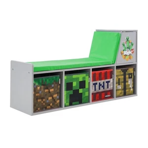 MINECRAFT - Sitzbank, Leseregal, Bank mit Sitzkissen und Stauraum, Kindermöbel m - Bild 1 von 9
