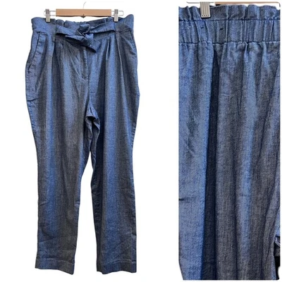 Express Chambray Front Pleated Super High Rise Ankle Tapered Pant Size Large  - Image 1 of 4