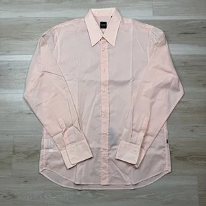 Boss Hugo Boss Slim Fit Button Down Long Sleeve Shirt - Peach - Men's Size Large - Picture 1 of 10