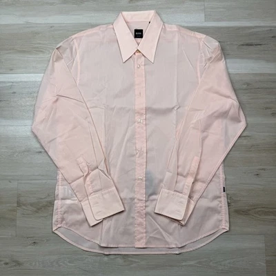 Boss Hugo Boss Slim Fit Button Down Long Sleeve Shirt - Peach - Men's Size Large - Image 1 of 4