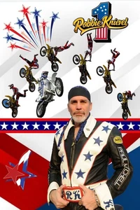 ¡Póster de salto Evel Knievel Orange County 1974! Arte de acrobacias raro de Daredevil - Imagen 1 de 8