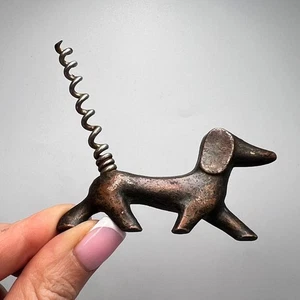 Vintage UdSSR Bronze Dackel Hund Korkenzieher 70er Jahre Sowjetisch Art Deco Weinöffner - Bild 1 von 8