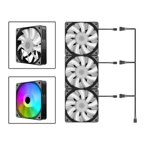 3 Stück 120 mm Gehäuselüfter 1200 U / min RGB-LED-Beleuchtung Leiser - Afbeelding 1 van 7
