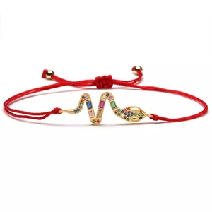 Multicolor Snake Charm Red String Protection Bracelet - Picture 1 of 3