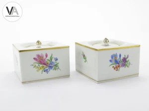 1 Paar Meissen Porzellan zwei Tintenfässchen bunte Blumen 1972 3. Wahl - Bild 1 von 13