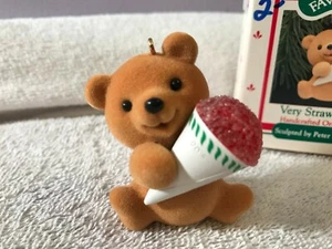 Christmas ornament Hallmark Very Strawbeary Fuzzy Bear CH3617 - Picture 1 of 4