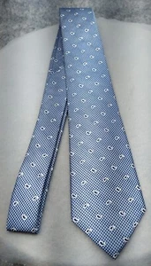 Mens Paisley Jacquard Wedding Necktie Groomsmen SILVER & NAVY Woven Silk Tie NEW - Picture 1 of 11
