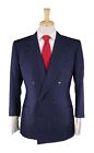 Mario Pecora Milano Bespoke Blue Striped Vicuna Blend Double Breasted Suit 40S
