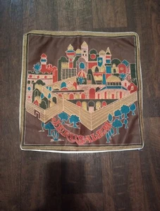 Jerusalem Embroidered 16" Pillow Cover Decorative Bright Colorful - Picture 1 of 5