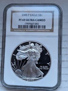 2000-P American Silver Eagle 99.9% Silver NGC PR69 DCAM Philadelphia