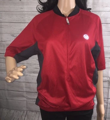 Camiseta deportiva de bicicleta Canari grande roja gris negra 1/2 cremallera manga corta para dama Foto 1 de 4