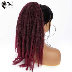 18inch Kinky Curly Ponytails Drawstring Clip in Synthetic hair #black/wine red
