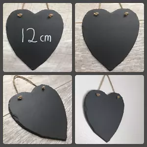 Handmade slate hanging heart chalkboard blackboard shabby chic weddings 12cm - Picture 1 of 7
