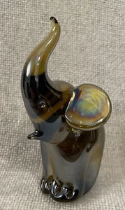 Iridisierter Glas Elefant Figur Rauchgold Vintage 5 Zoll EUC - Bild 1 von 8