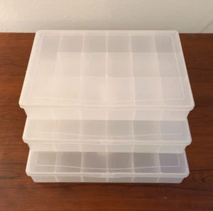 3 Plastic Storage Containers Organizers 17 Compartments each Craft 10.5x7x2 inch - Picture 1 of 21