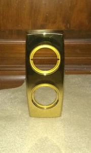Vintage Mid Century Modern Doorknob and Lock Combination Trim Plate Gold NOS MCM - Picture 1 of 3