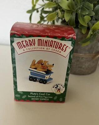 1998 Disney Hallmark Merry Miniatures Pluto’s Car Christmas Vintage Holiday Deco - Imagem 1 de 4