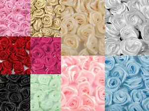 10 St. Satinrosen Rosen Rosenköpfe Streudeko Hochzeit Streuteile Streublumen - Bild 1 von 13