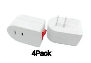 4 Stück 1 Port Steckdose 2 Zinken Netzteil Stecker mit Ein/Aus Schalter - Bild 1 von 3