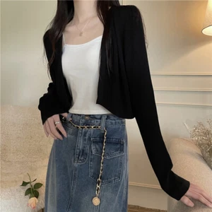Small Short Coat Loose Outside A White Women's Cape Cardigan Knitted Suspender - Picture 1 of 12