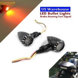 Pair LED Bullet Stop Brake Running Turn Signal Tail Light for Bobber Cafe Racer - Picture 1 of 9