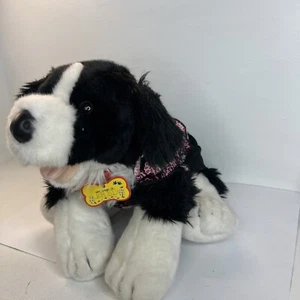 Build A Bear Black White Border Collie Realistic Dog Plush Animal 15" - Picture 1 of 11