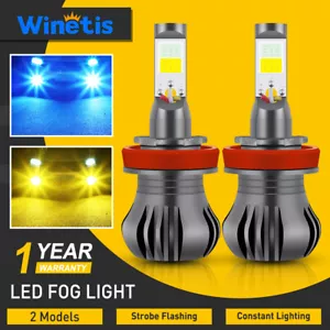 Switchback LED Fog Light Bulbs H11 H8 H16 Amber 3000K+Ice Blue 6000K Dual Color - Picture 1 of 9