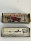 Vintage Al. Foss Pork Rind Minnow Oriental Wiggler #4 With Tin Box And Inserts!