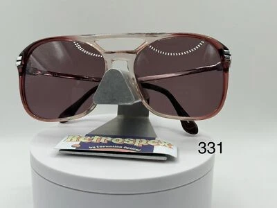 Vintage Oversize Sunglasses NOS Double Bar Plastic Style Purple Lens 70s-80s - Image 1 of 4