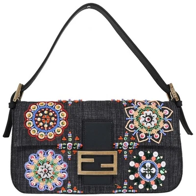 Bolso de Mano Fendi Azul Marino Denim Baguette con Cuentas 8BR600/N89/148/2579 116431 Foto 1 de 4