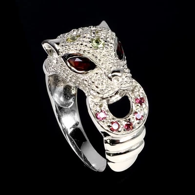 Anillo de plata de ley 925 zafiro mozambique piedras preciosas naturales joyería talla 7 Foto 1 de 4