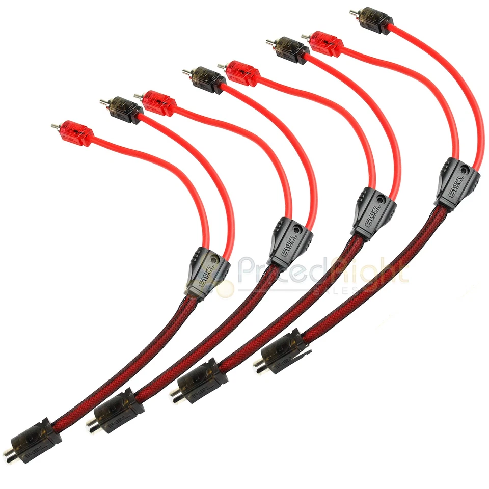 4 Pack 1 Female 2 Male RCA Splitter Cable Audio Competition Rated DS18 R1F2M - Image 1 of 4