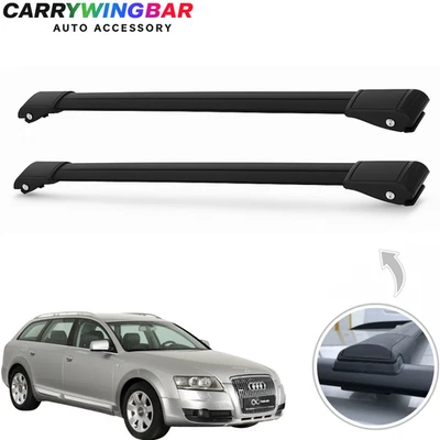 Par de barras transversales de techo negras de aluminio Fit Audi A6 C6 Allroad Quattro 2006-2011 Foto 1 de 4