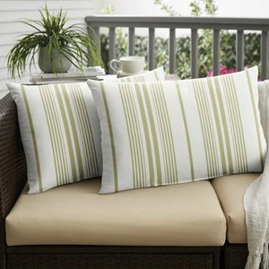 Sorra Home Outdura Wellfleet Indoor/Outdoor Knife Edge Lumbar Pillows (Set of 2) - Picture 1 of 13